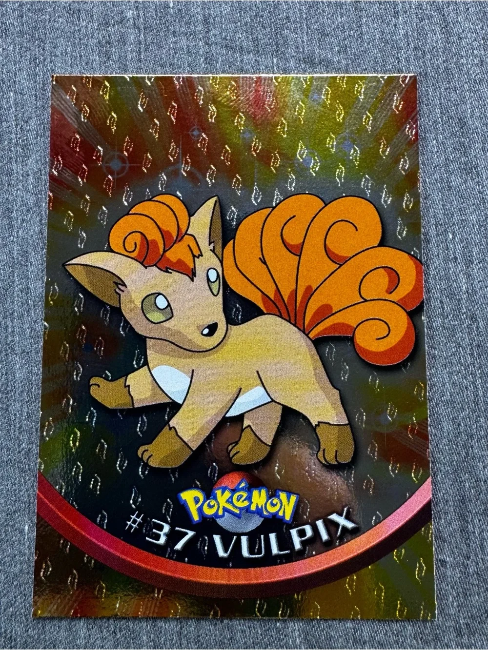 1999 Topps Pokemon Series 1 Vulpix #37 Rainbow Foil Holofoil Green Logo Rare